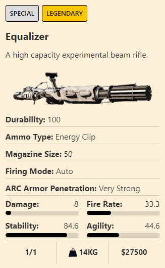 equalizer arc raiders stats